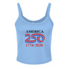 america 250 womens tank baby blue front | land of the free 250
