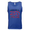 america 250 mens tank royal front | land of the free 250
