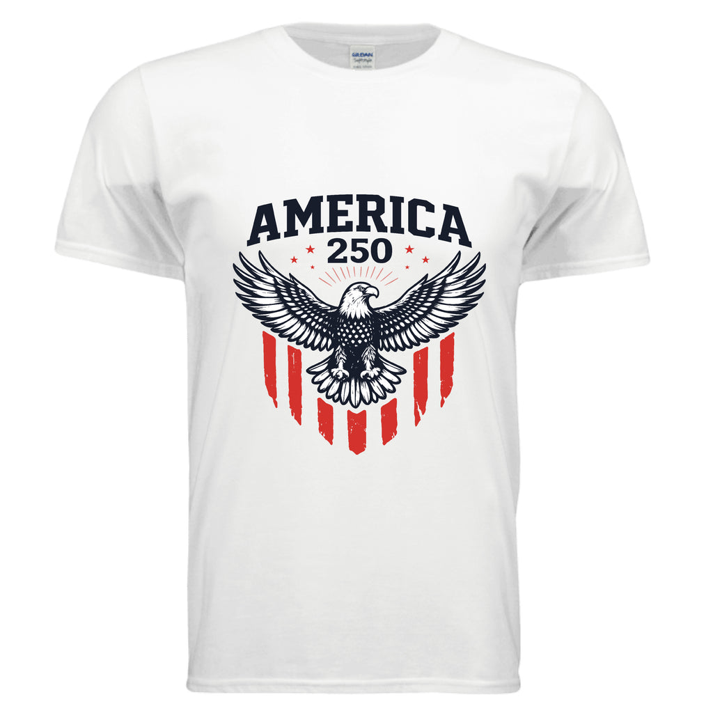 mens america eagle white front | land of the free 250