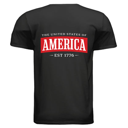 america ribbon mens tee black back | land of the free 250