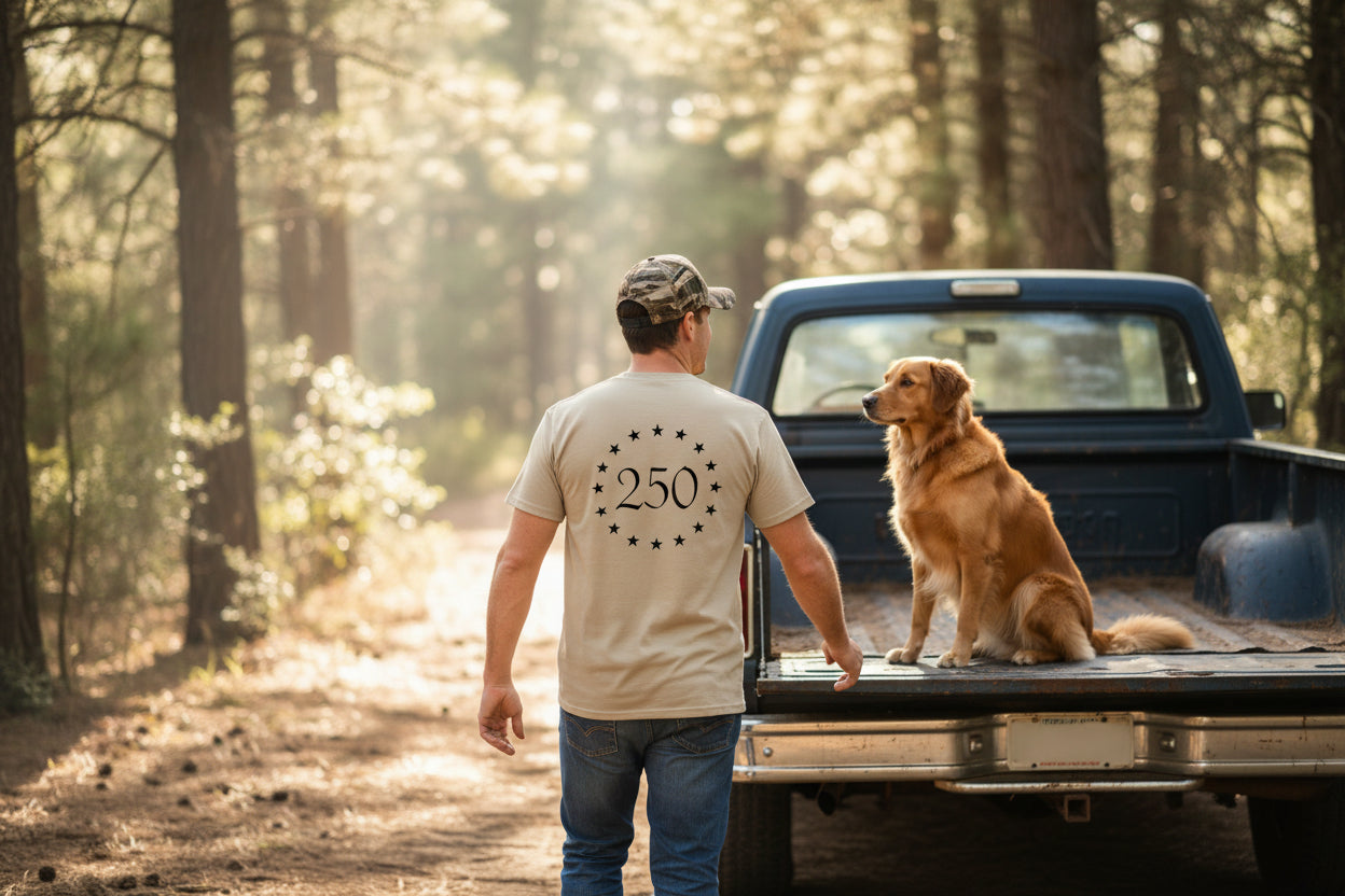betsy 250 mens tan back | land of the free 250