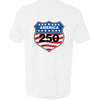 NEON BLUE - BACKshield 250 mens pocket tee washed white back | land of the free 250