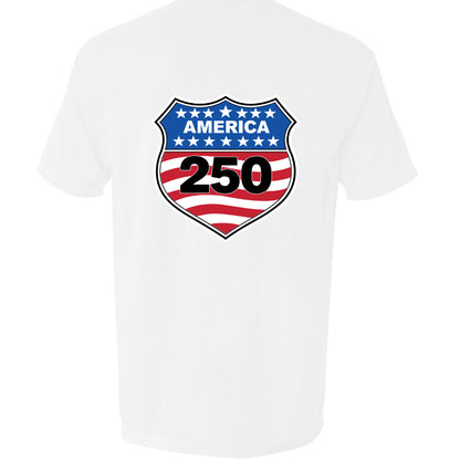 NEON BLUE - BACKshield 250 mens pocket tee washed white back | land of the free 250