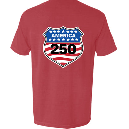NEON BLUE - BACKshield 250 mens pocket tee red back | land of the free 250