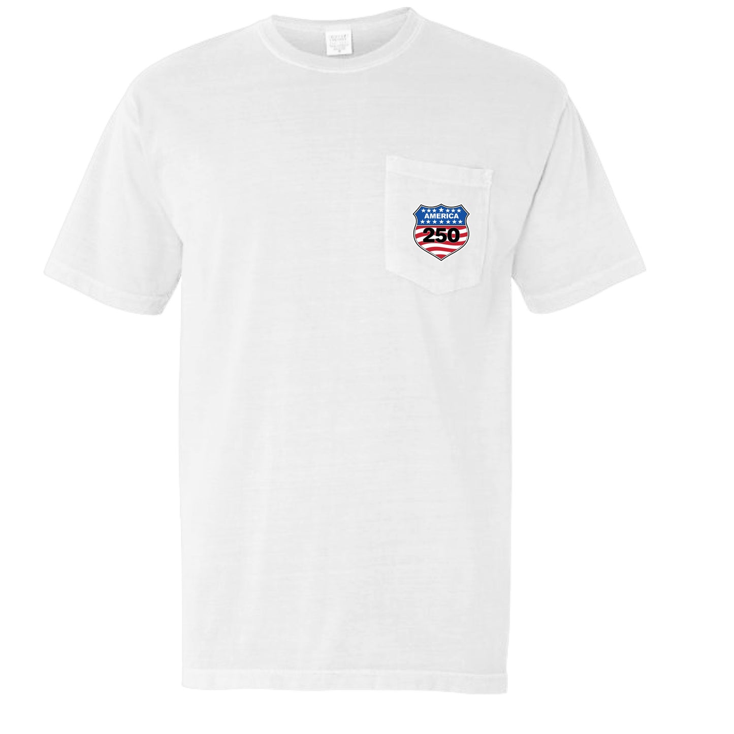 shield 250 mens pocket tee washed white  front | land of the free 250