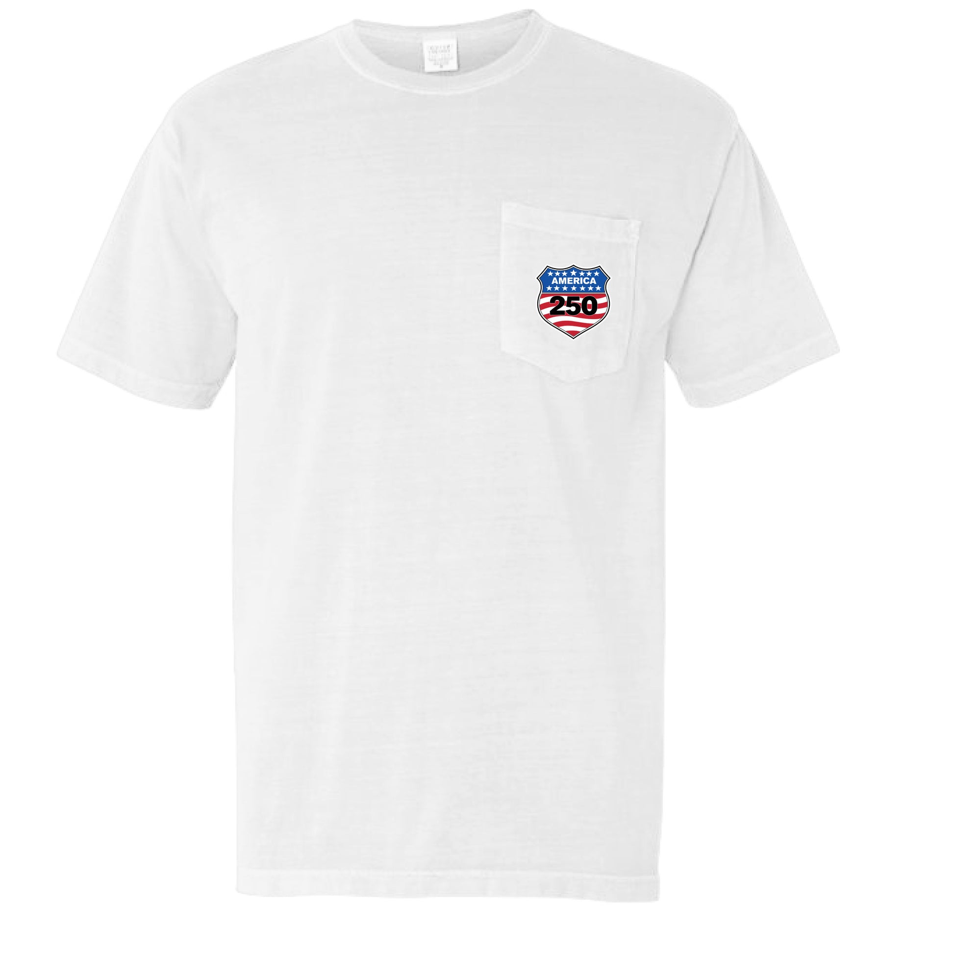 shield 250 mens pocket tee washed white  front | land of the free 250