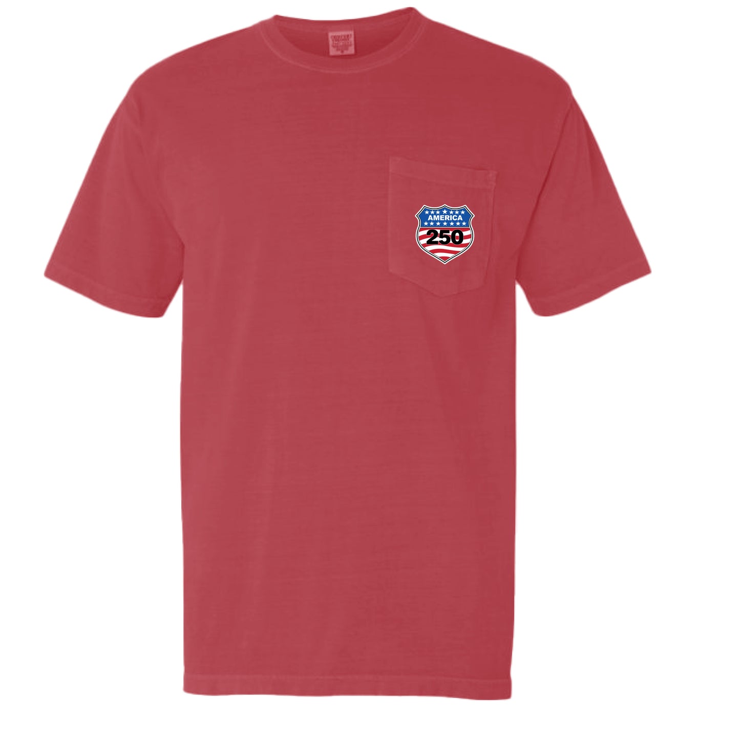 shield 250 mens pocket tee red front | land of the free 250