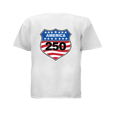shield 250 youth white back| land of the free 250