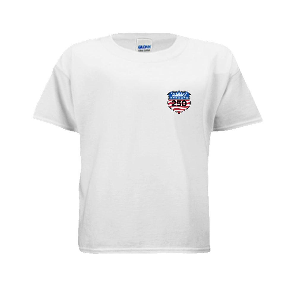shield 250 youth white front | land of the free 250