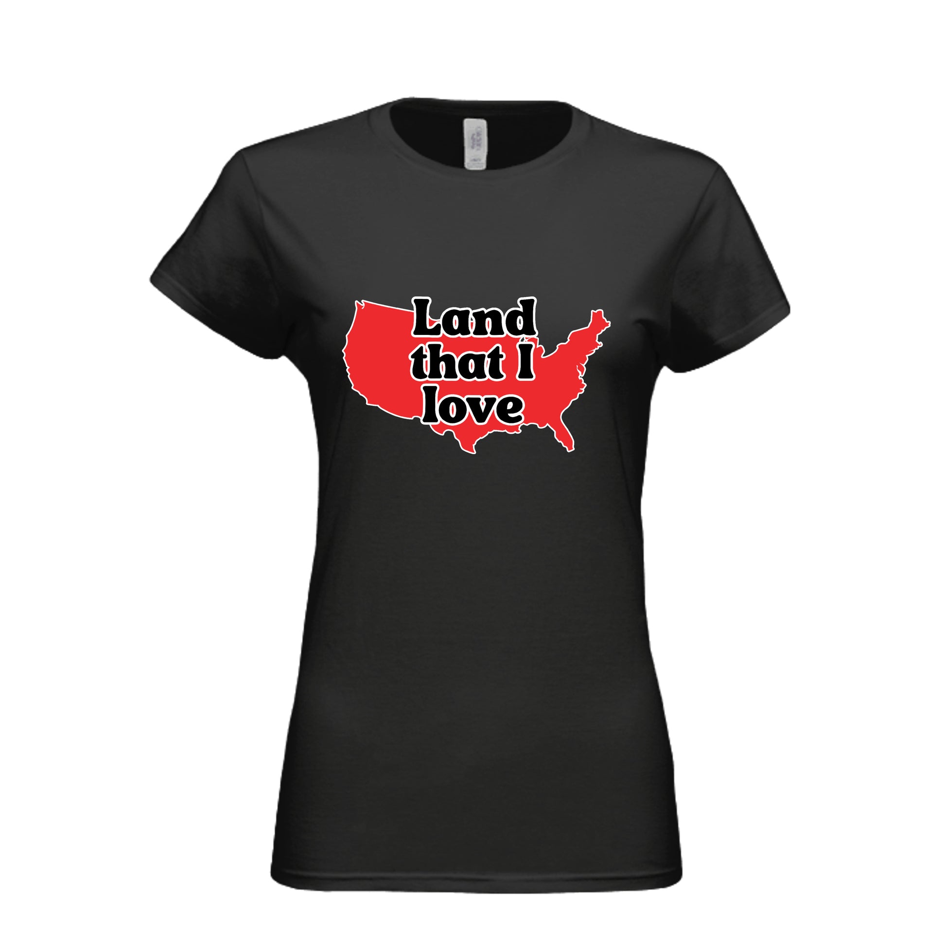 land that i love ladies black front | land of the free 250