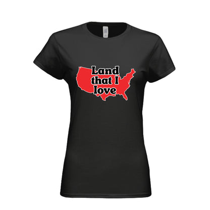land that i love ladies black front | land of the free 250