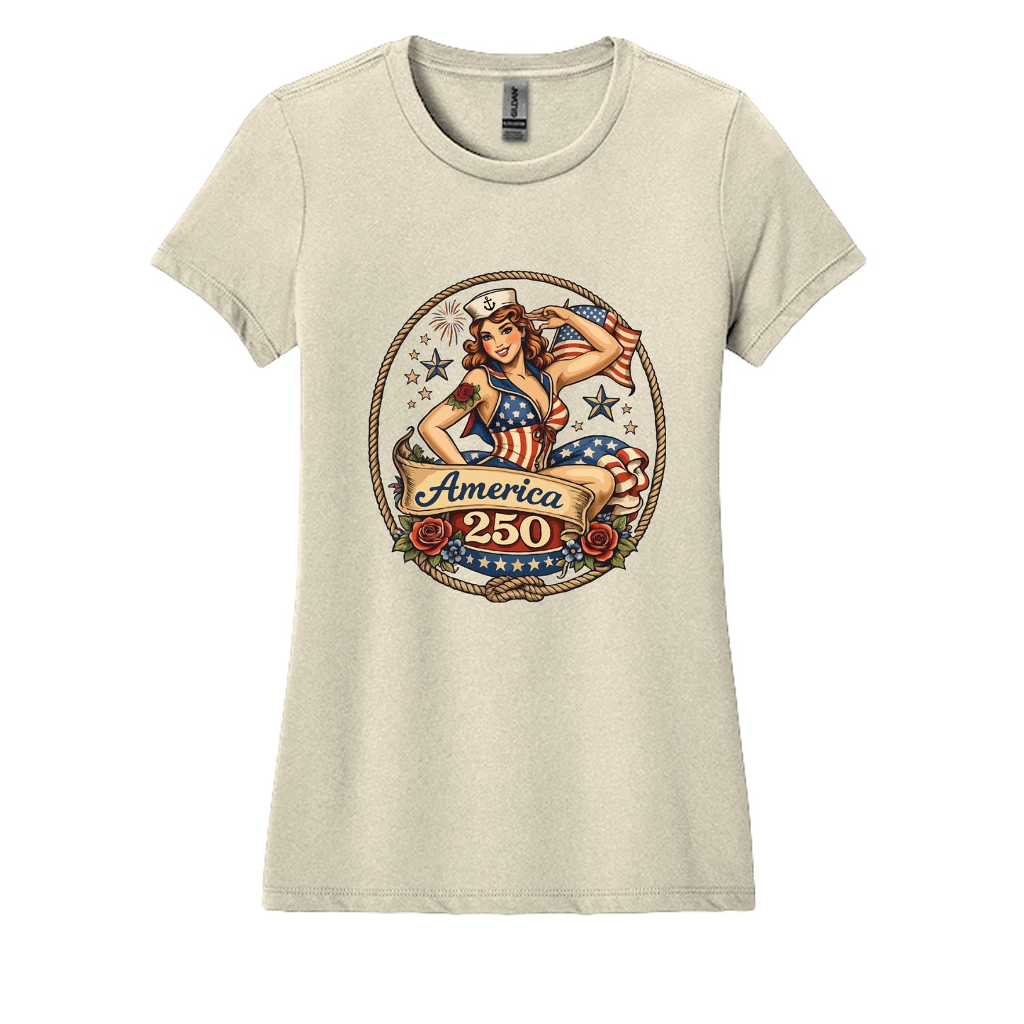 america 250 pinup ladies off white front | land of the free 250
