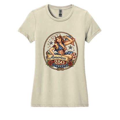 america 250 pinup ladies off white front | land of the free 250