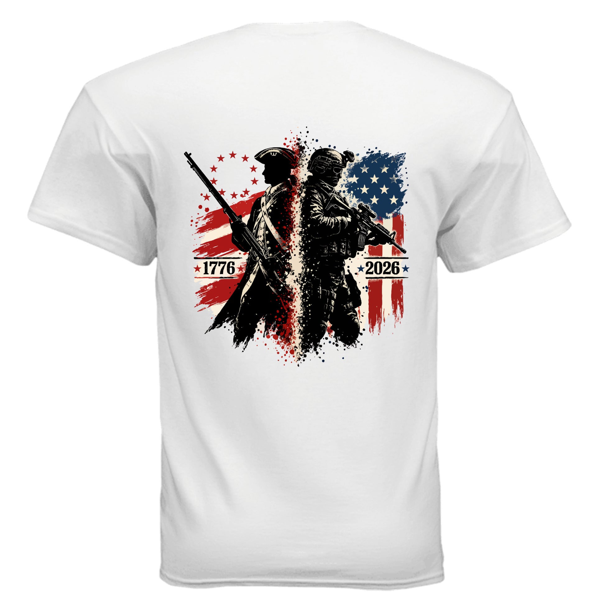 two soldies one nation tee | 1776 to 2026 patriotic American flag t-shirt for men
