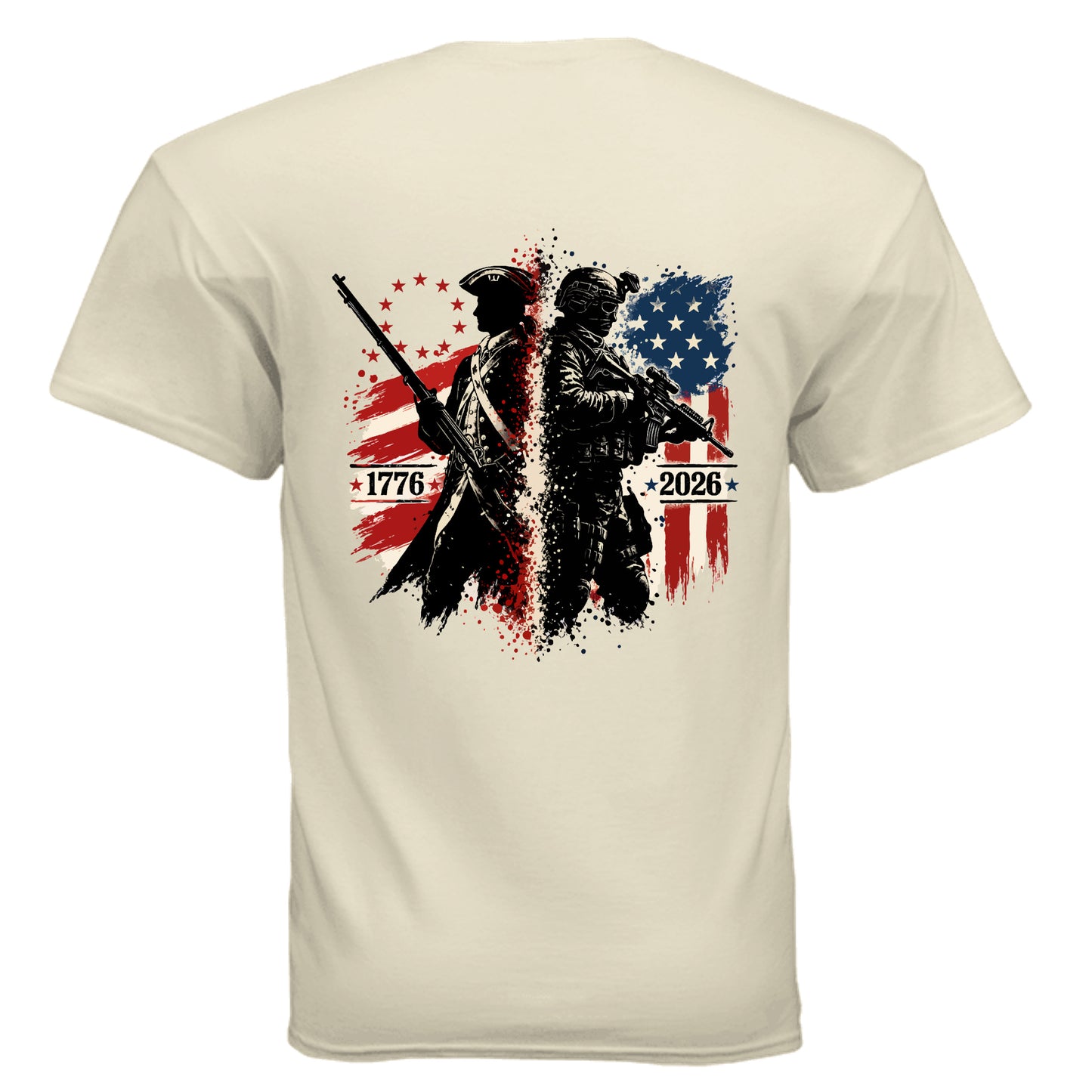 two soldies one nation tee | 1776 to 2026 patriotic American flag t-shirt for men