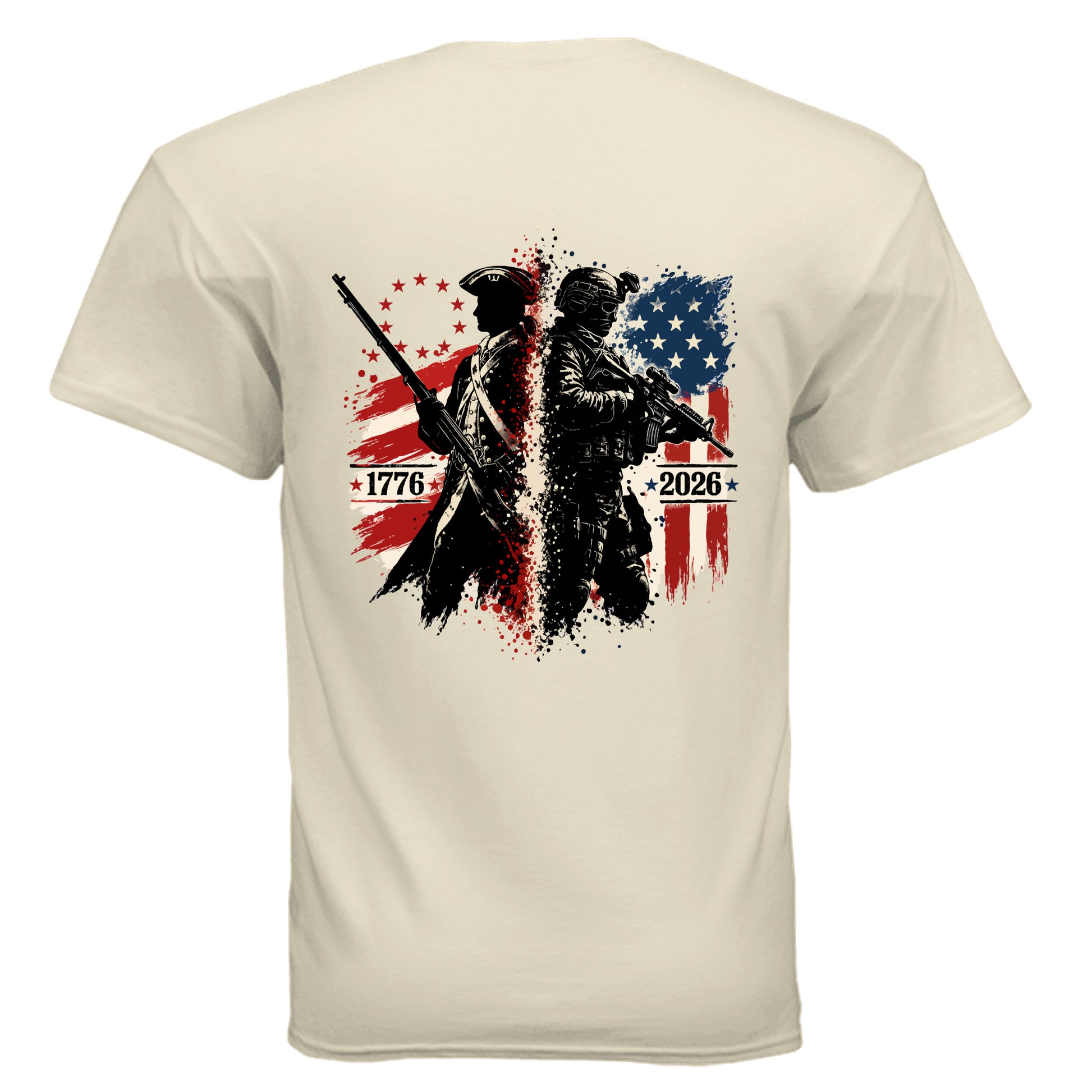 two soldies one nation tee | 1776 to 2026 patriotic American flag t-shirt for men