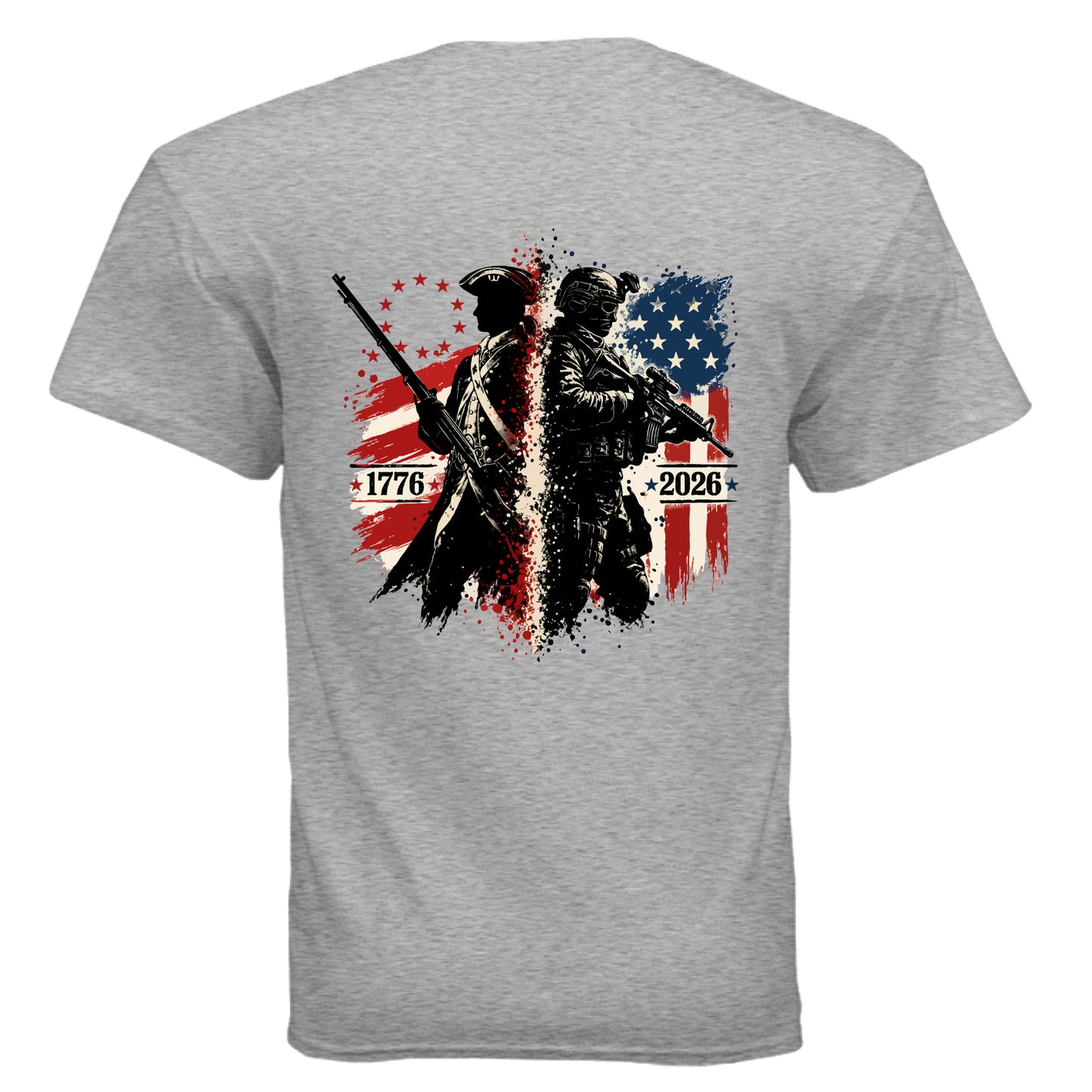 two soldies one nation tee | 1776 to 2026 patriotic American flag t-shirt for men