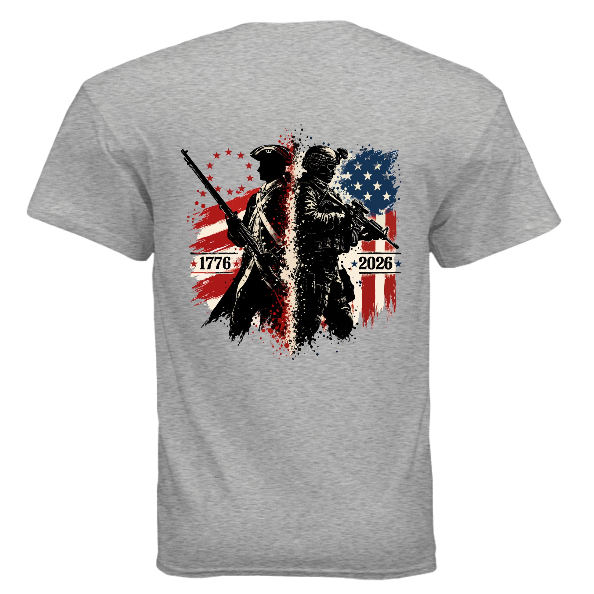 two soldies one nation tee | 1776 to 2026 patriotic American flag t-shirt for men