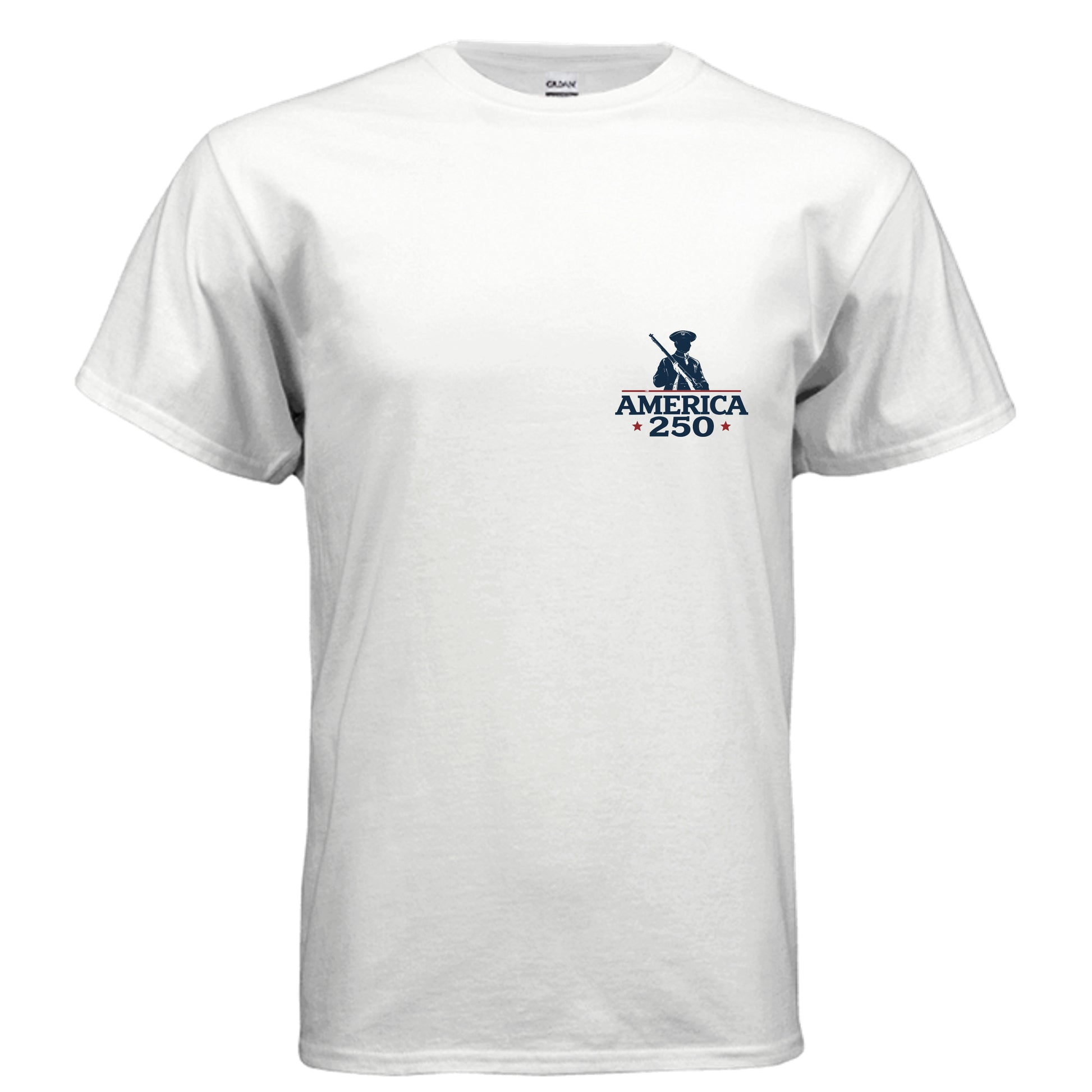 America 250 Revolutionary soldier graphic tee — Land of the Free 250