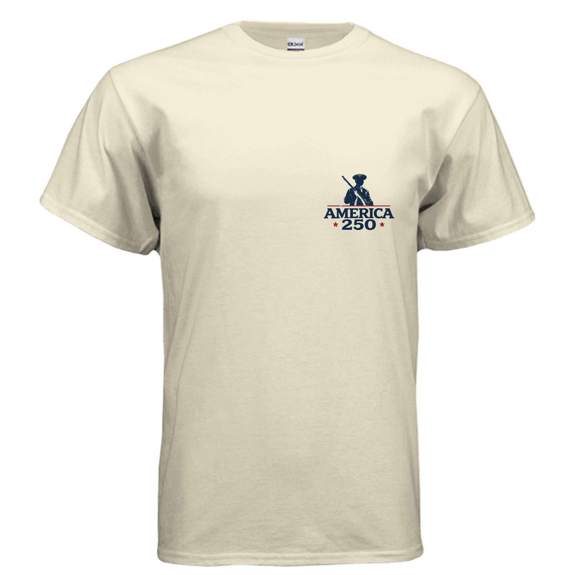 America 250 Revolutionary soldier graphic tee — Land of the Free 250