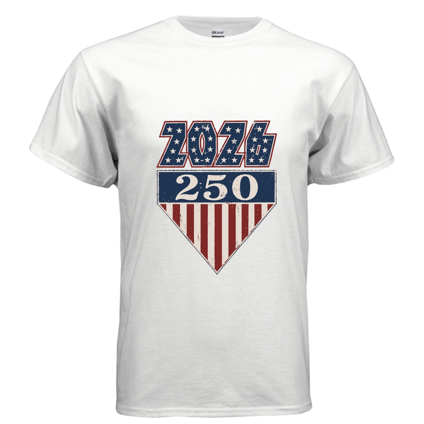 america 250 rock tee white front | land of the free 250