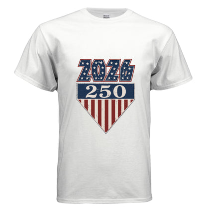 america 250 rock tee white front | land of the free 250