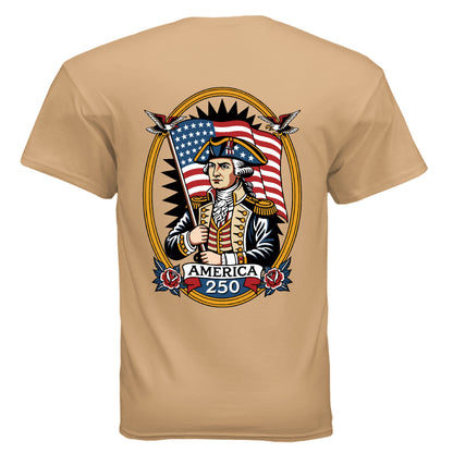 george washington 1776 tee old gold back| land of the free 250