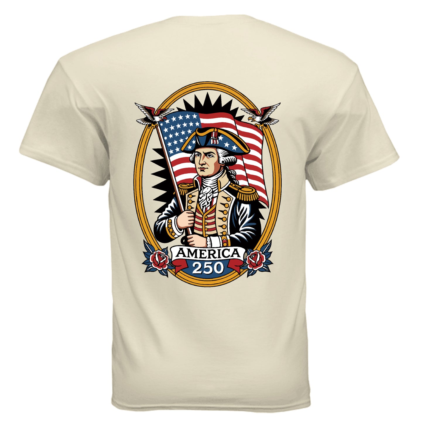 george washington 1776 tee off white back| land of the free 250