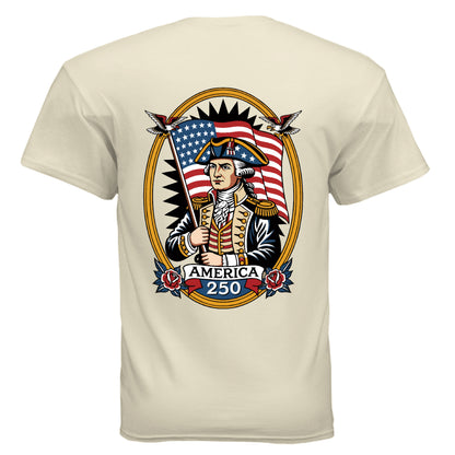 george washington 1776 tee off white back| land of the free 250