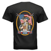george washington 1776 tee black back| land of the free 250