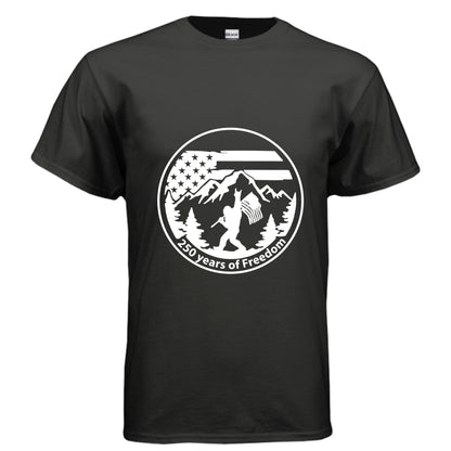 mens sasquatch tee black front | land of the free 250