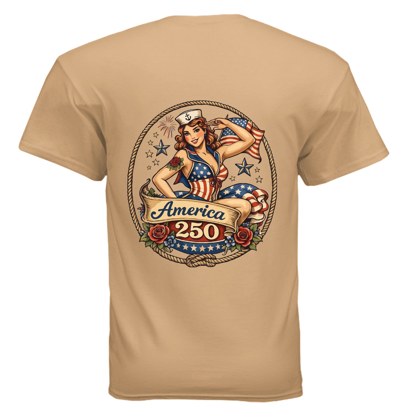 america pinup 250 old gold back | land of the free 250