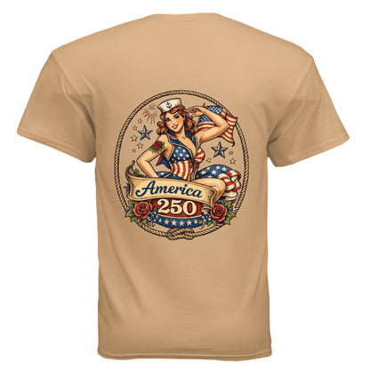 america pinup 250 old gold back | land of the free 250