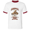 white unisex ringer tee vintage rodeo cowboy riding free since 1776