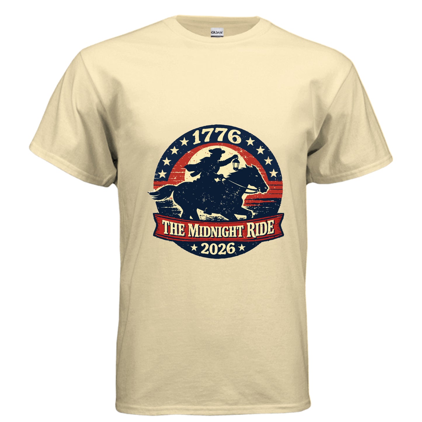 Midnight Ride Men's patriotic t-shirt inspired by the American Revolution and the spirit of 1776