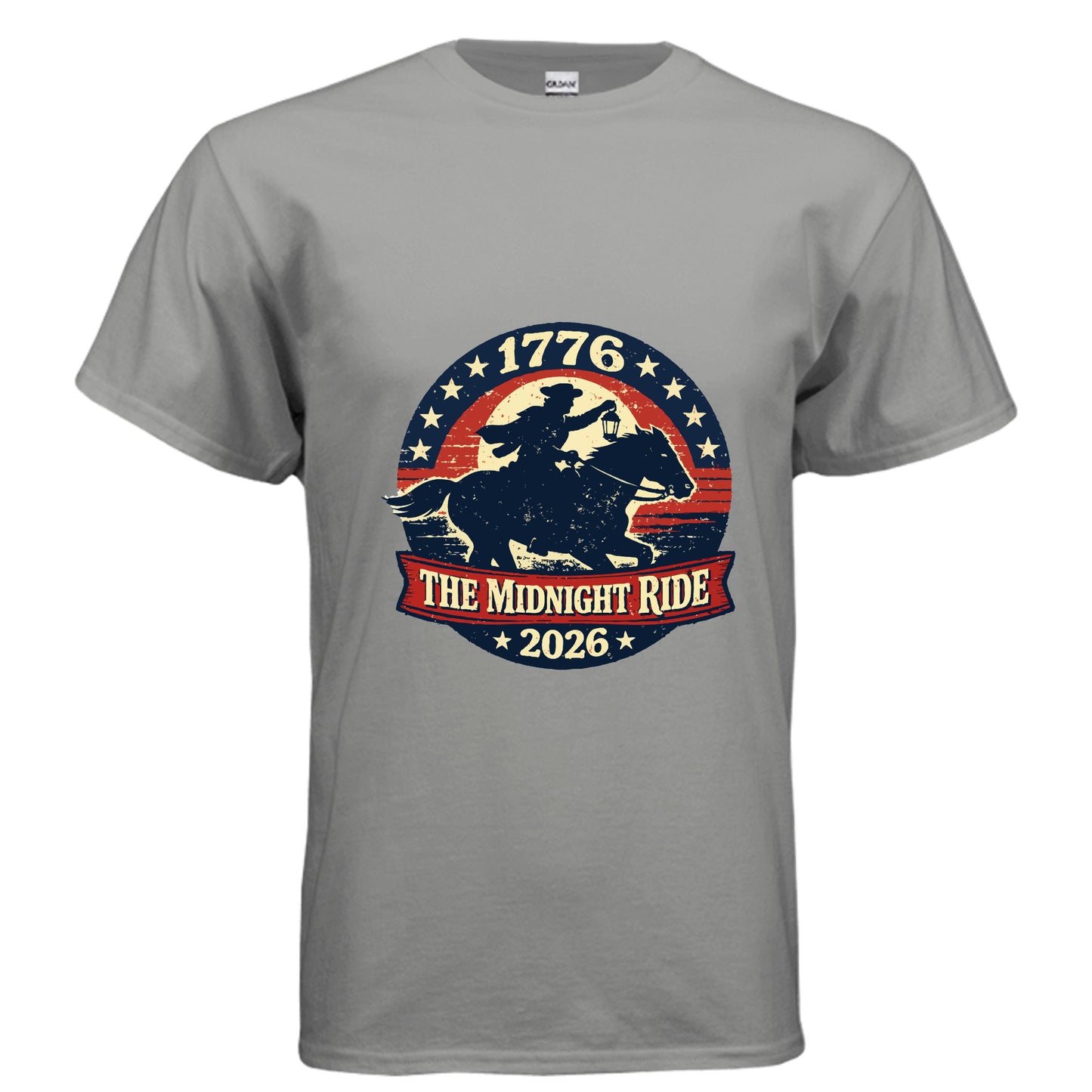 Midnight Ride Men's patriotic t-shirt inspired by the American Revolution and the spirit of 1776
