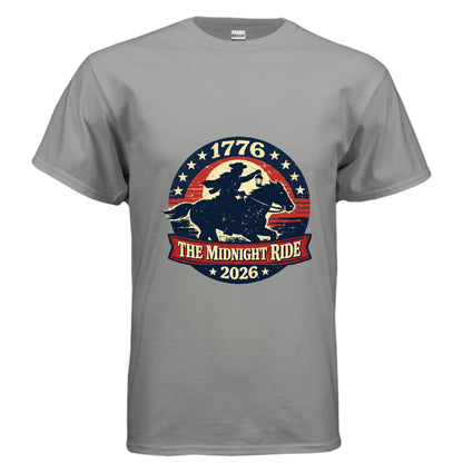 Midnight Ride Men's patriotic t-shirt inspired by the American Revolution and the spirit of 1776