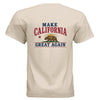 Make California Great Again tee sand colorway back view California bear sunburst graphic Gildan G800 DryBlend 50/50