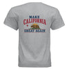 Make California Great Again tee grey colorway back view California bear sunburst graphic Gildan G800 DryBlend 50/50