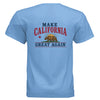 Make California Great Again tee blue colorway back  view California bear sunburst graphic Gildan G800 DryBlend 50/50