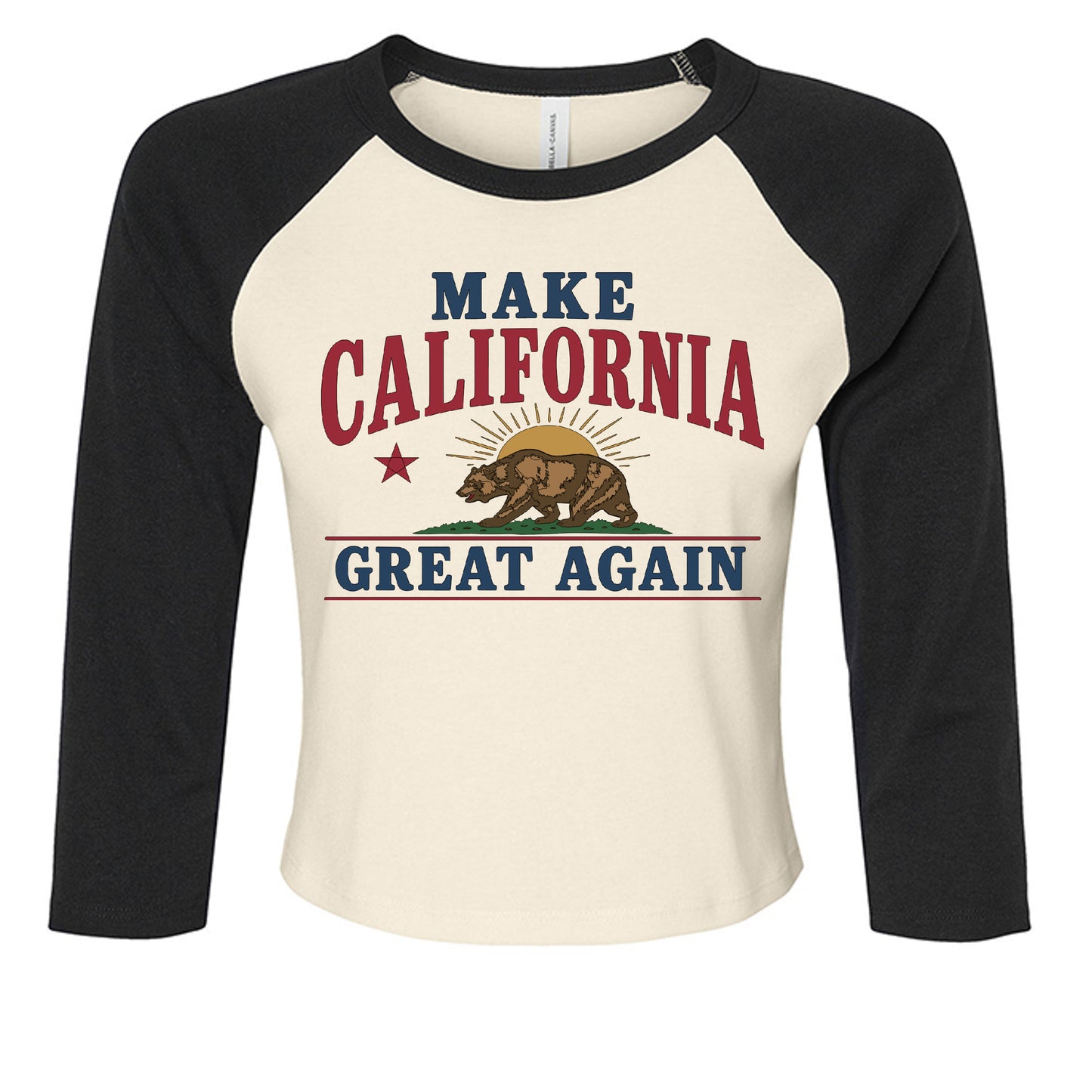 Make California Great Again vintage raglan shirt with California bear flag design