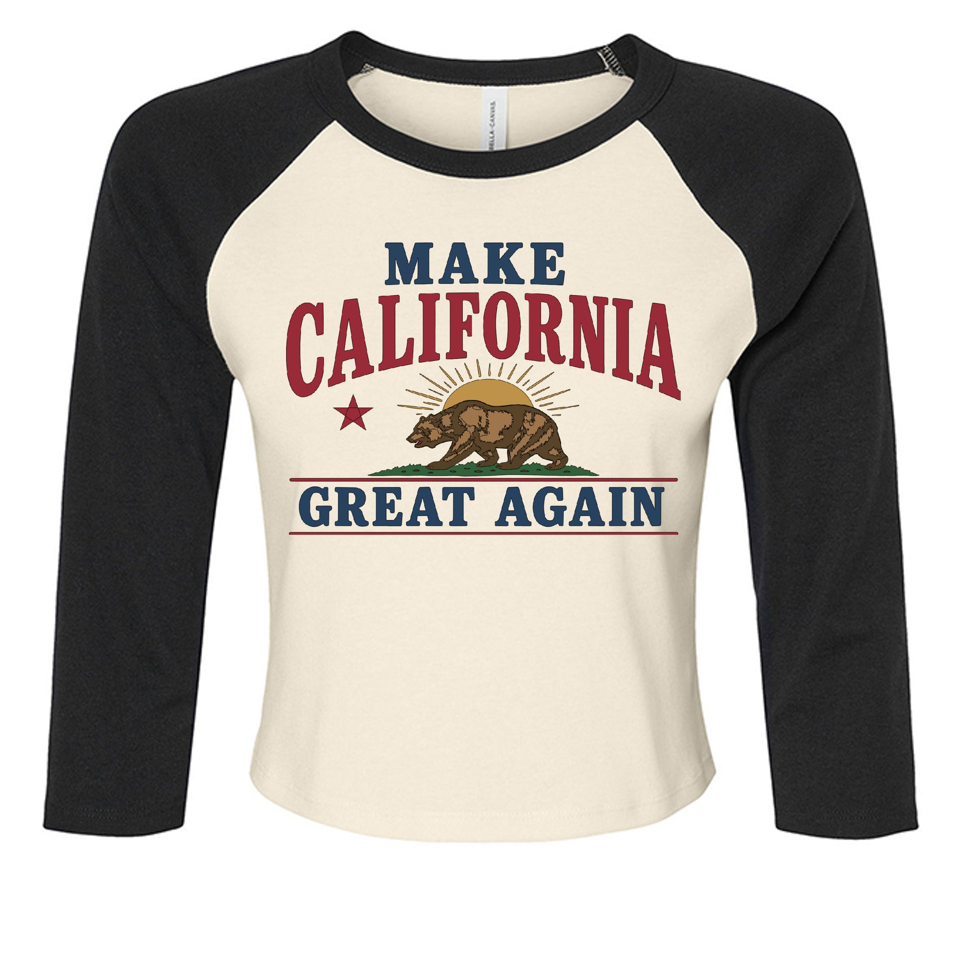 Make California Great Again vintage raglan shirt with California bear flag design