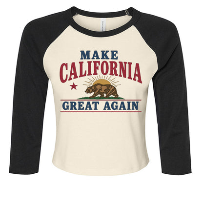 Make California Great Again vintage raglan shirt with California bear flag design