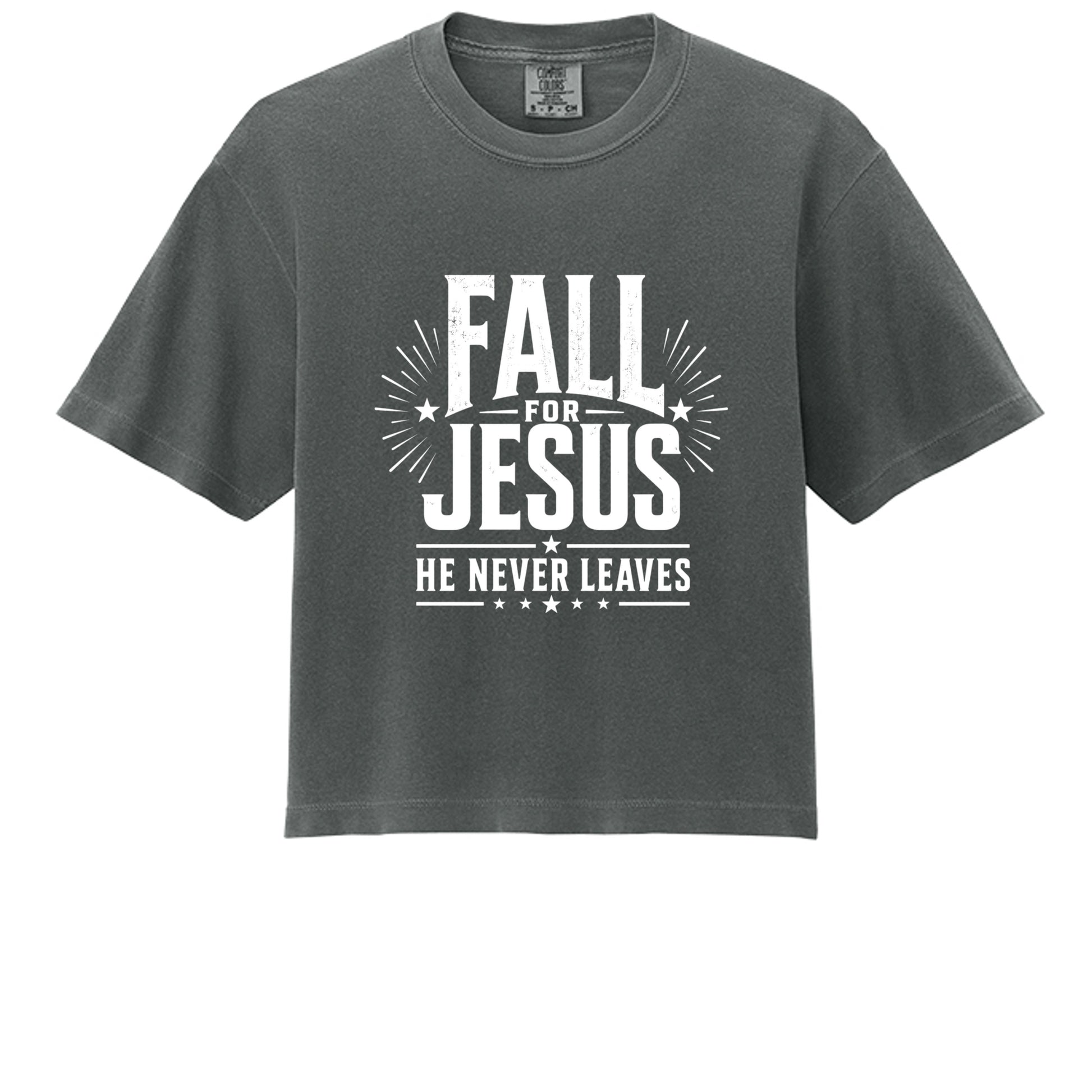 Fall for Jesus He Never Leaves women's boxy tee, comfort colors garment dyed shirt