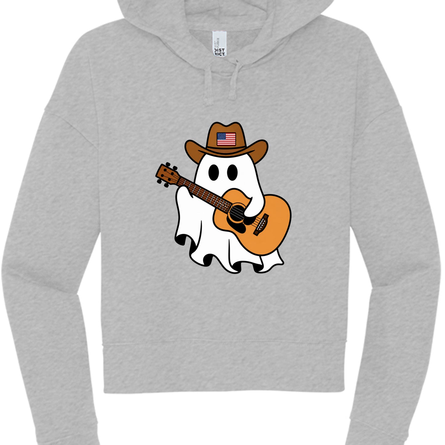 Light Heather Grey - Country Ghost Guitar Cropped Hoodie front view