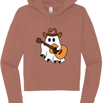 Desert Rose - Country Ghost Guitar Cropped Hoodie front view
