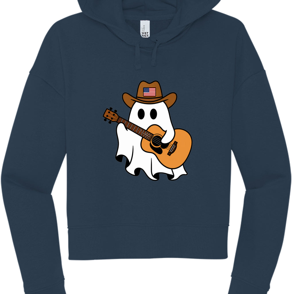 New Navy - Country Ghost Guitar Cropped Hoodie front view