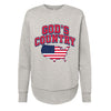 NATURAL HEATHER - "God's Country USA flag graphic oversized weekend fleece sweatshirt"