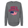 GRANITE HEATHER - "God's Country USA flag graphic oversized weekend fleece sweatshirt"