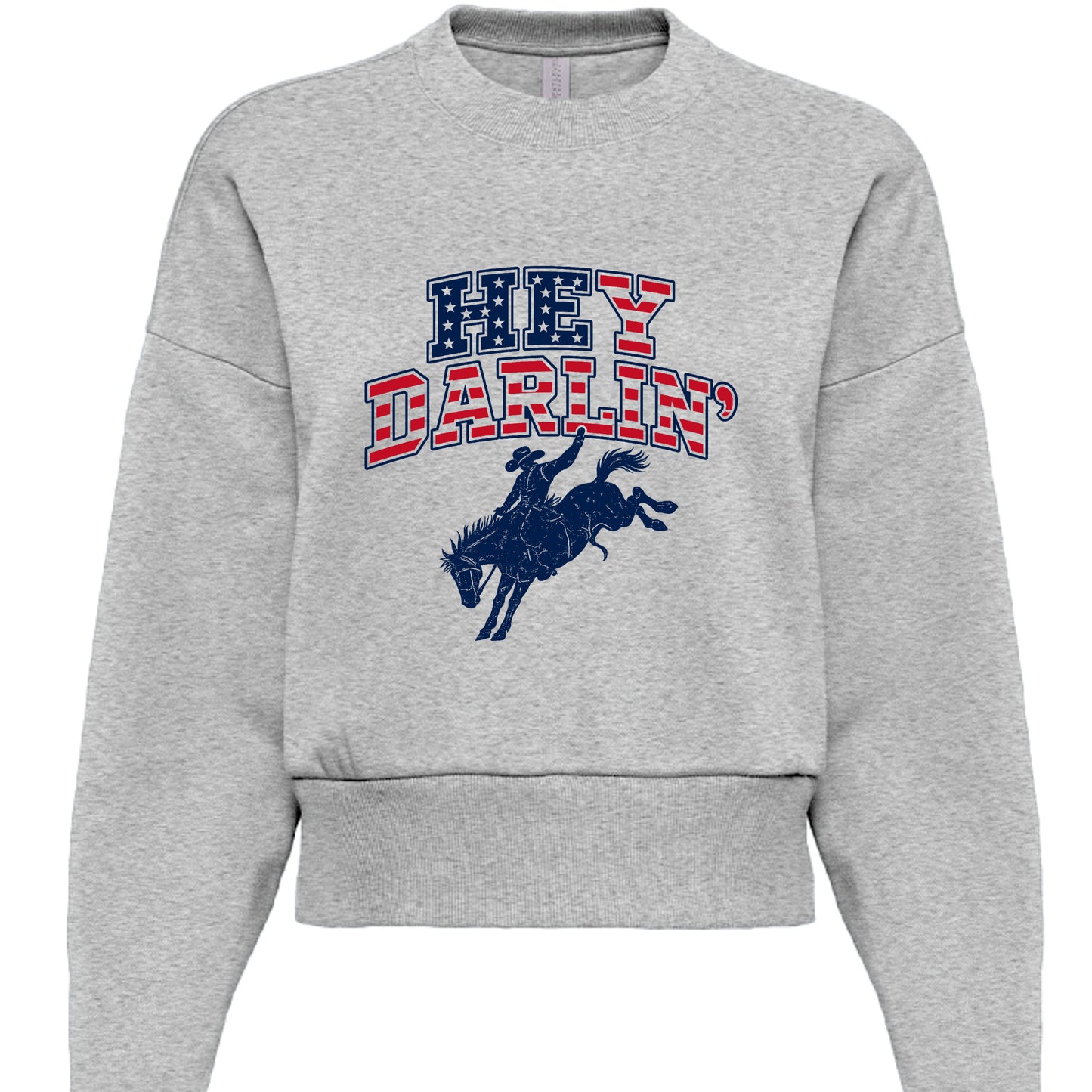 "Hey Darlin western rodeo cropped heavyweight sweatshirt in Heather Gray"